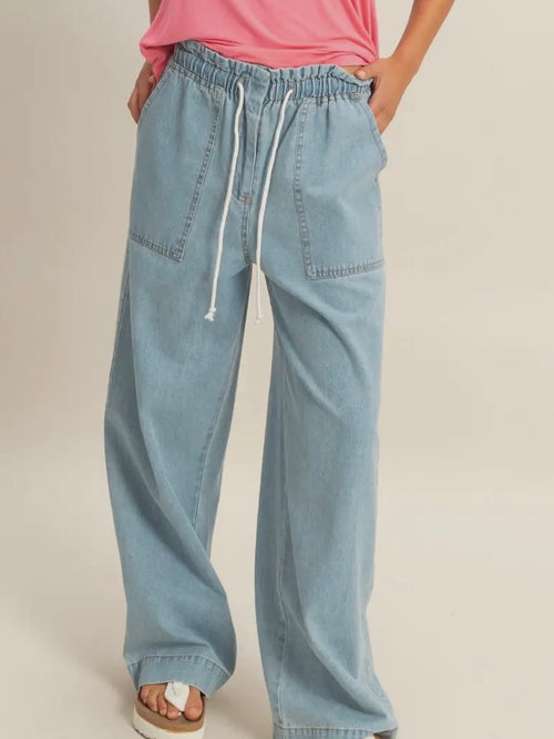 So Soft Drawstring Pants in Light Blue