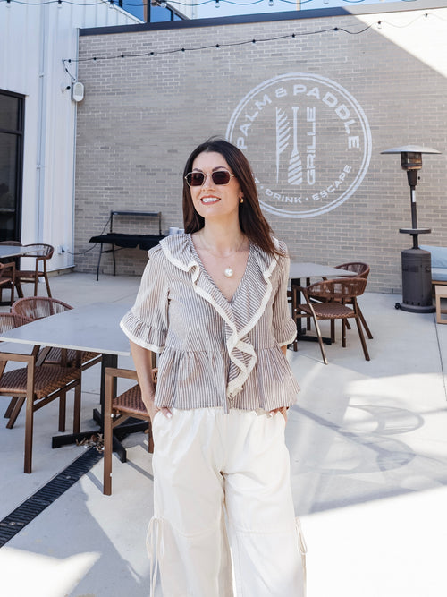 Raised On Ruffles Blouse in Grey