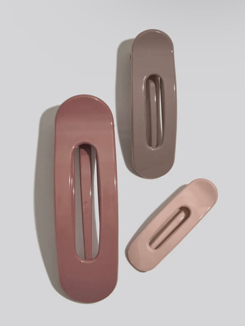 Flat Lay Claw Clip 3pc Set in Ultra Glossy Terracotta