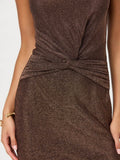Riana Dress in Brown Metallic