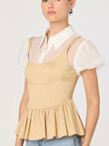Carrington Top in Khaki White