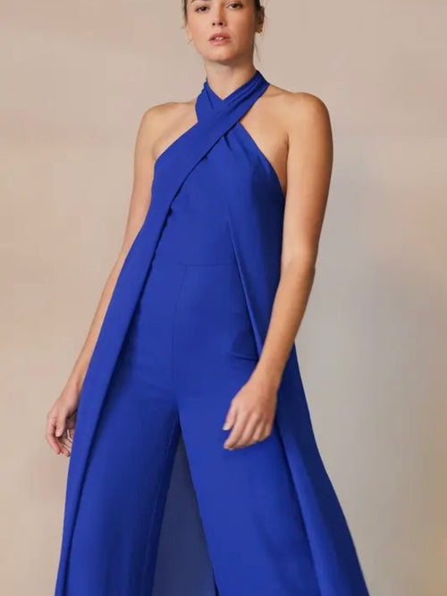 Happy In Halter Jumpsuit in Blue