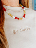 Go Chiefs Embroidered Sweatshirt in Tan