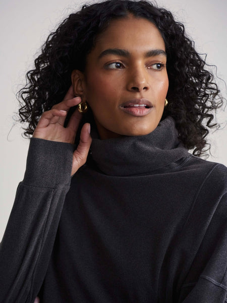 Rainer Roll Neck Jumper in Black Marl