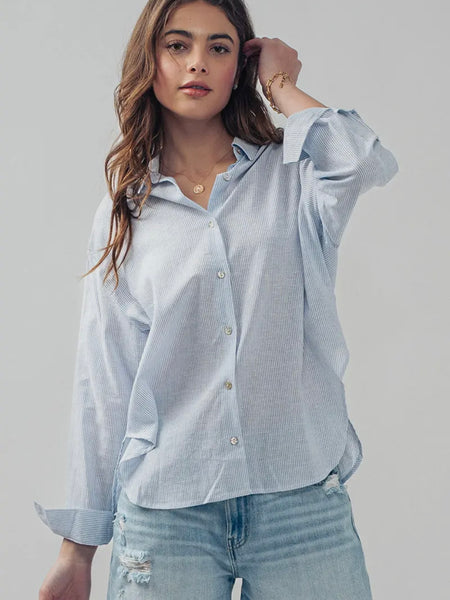 Put It Plainly Button Up in Blue