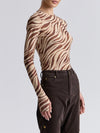 Stretch Mesh Thumbhole Top in Autumn Zebra