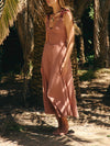 Cecelia Midi Dress in Burnt Henna Combo