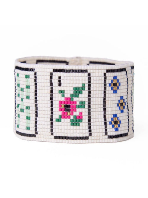Brooklyn Mahjong Print Beaded Stretch Bracelet