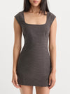 The Cap Sleeve Mini Dress in Charcoal Houndstooth