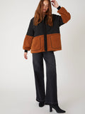 Toasty Vibes Sherpa Jacket in Black & Rust