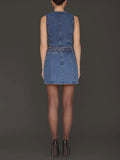 Braided Trim Denim Vest in Highside Wash