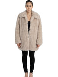 Victoria Faux Fur Coat in Taupe