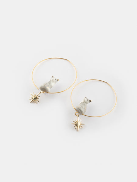 Black Aster Flower Stud Earrings