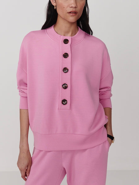 Reena Button Front Sweat in Moonlite Mauve