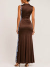 In Outer Lace Maxi Dress in Chocolate & Blue