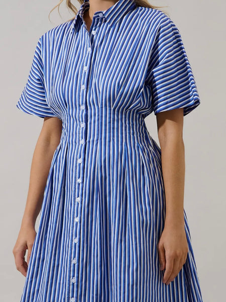Barklin Stripe Midi Dress in Blue