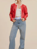 Faux To Go Leather Jacket in Red