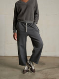 Fallon Fleece Barrel Pants in Charcoal