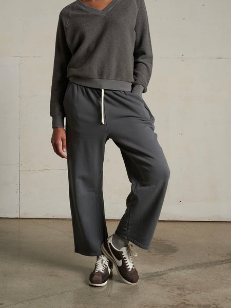 Fallon Fleece Barrel Pants in Charcoal