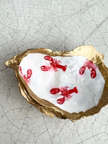 Decoupaged Lobster Shell Ring Dish