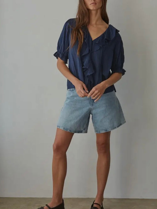 Perhaps A Puff Sleeve Blouse in Navy