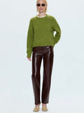 Cassie High Rise Straight Pant in Tobacco Croc