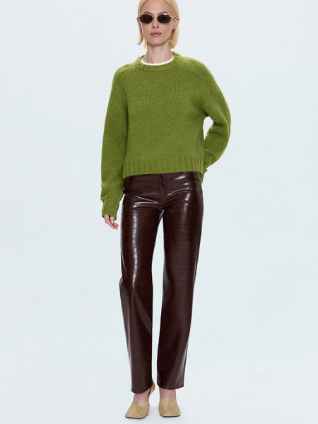 Cassie High Rise Straight Pant in Tobacco Croc