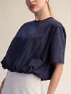 Bubbling Over Cropped Tee in Navy