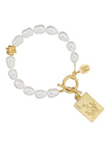 One Bam Bird Mahjong Tile Pearl Bracelet