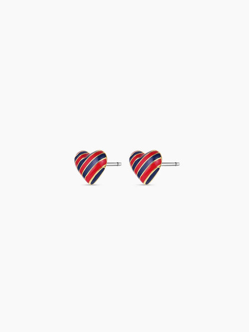 Campbell Enamel Heart Studs in Blue