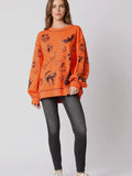 Spooky, Scary, Sequin Sweatshirt in Orange