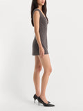 The Cap Sleeve Mini Dress in Charcoal Houndstooth