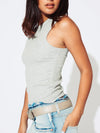 Double Layer Ribbed Tank in Heather Grey