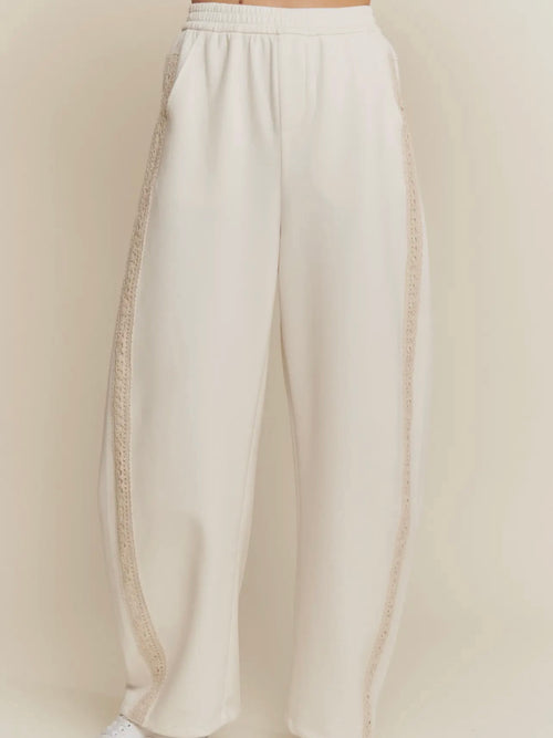 Trimmed & Tailored Barrel Sweatpants in Cream