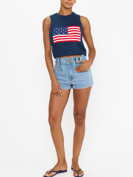 Milo Tank in Navy Flag Knit