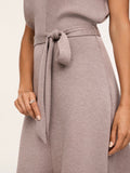 AirEssentials Draped Tie Waist Maxi Dress in Taupe Heather