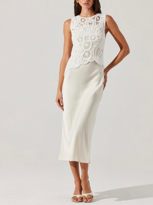 Martina Sweater Dress in White Champagne