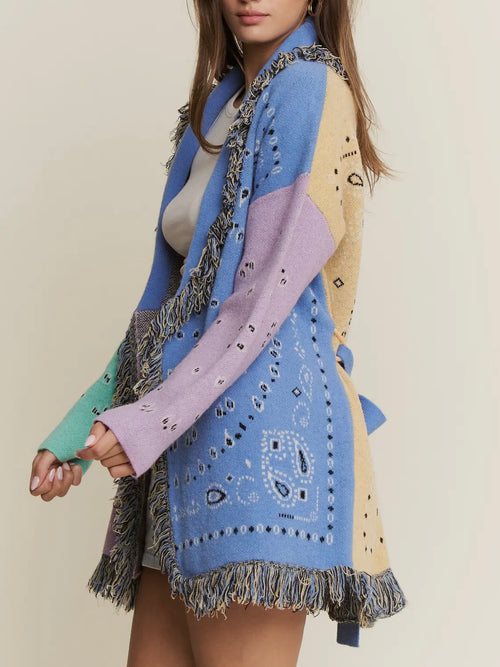 Paisley Party Cardigan in Lavender Combo