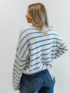 Piper Cabana Stripe Cardigan in Ivory & Blue