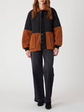 Toasty Vibes Sherpa Jacket in Black & Rust