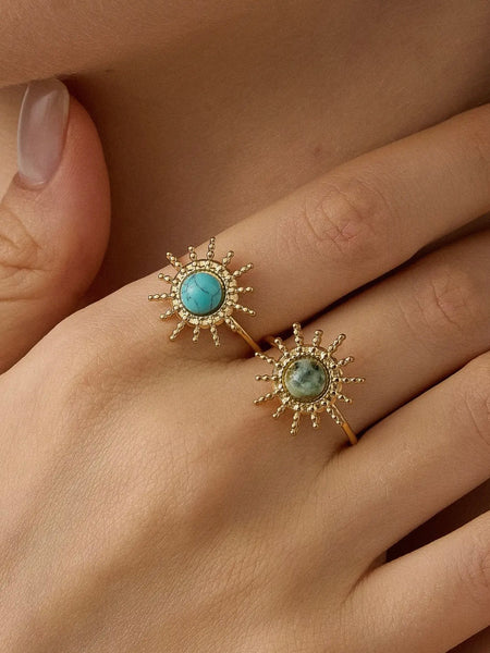 Ainsley Sunburst Ring in Green