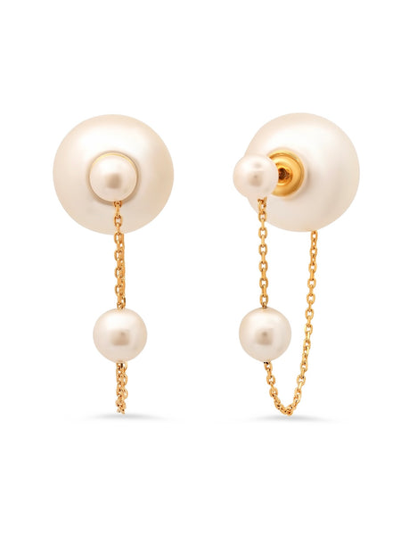 Abstract Teardrop Pearl Earrings