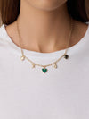 Campbell Heart Charm Necklace in Green