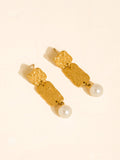 Amabel Hammered Pearl Drop Earrings