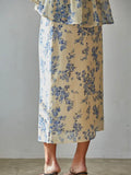 Freshly Picked Midi Skirt in Lemon Blue