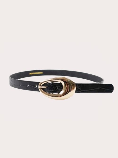 Molten Belt in Black Croc & Gold