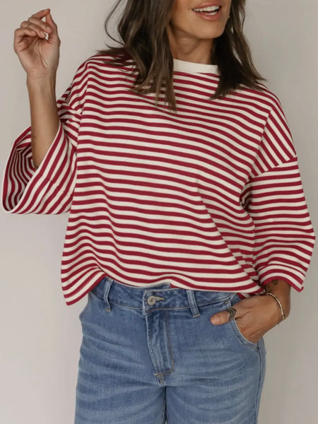 Back Story Stripe Tee in Red