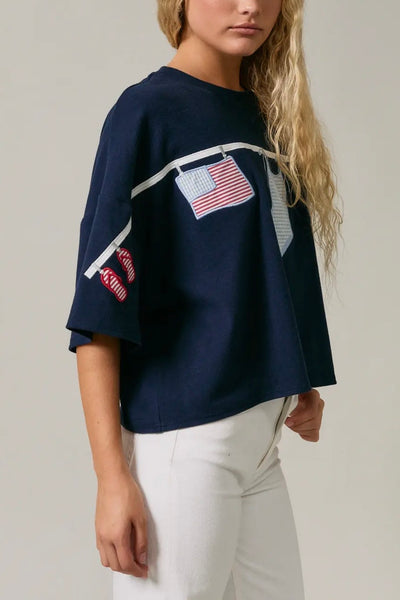 American Girl Tee in Navy