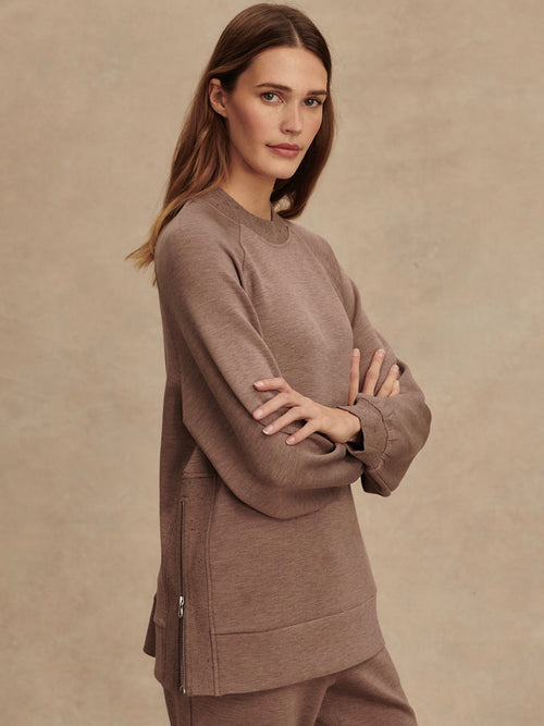 Nicole Boyfriend Sweat in Deep Taupe Marl Fleck