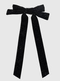 Sparkle Velvet Bow Barrette in Black